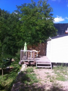 Extérieur du mobile home au camping Gorges du Tarn